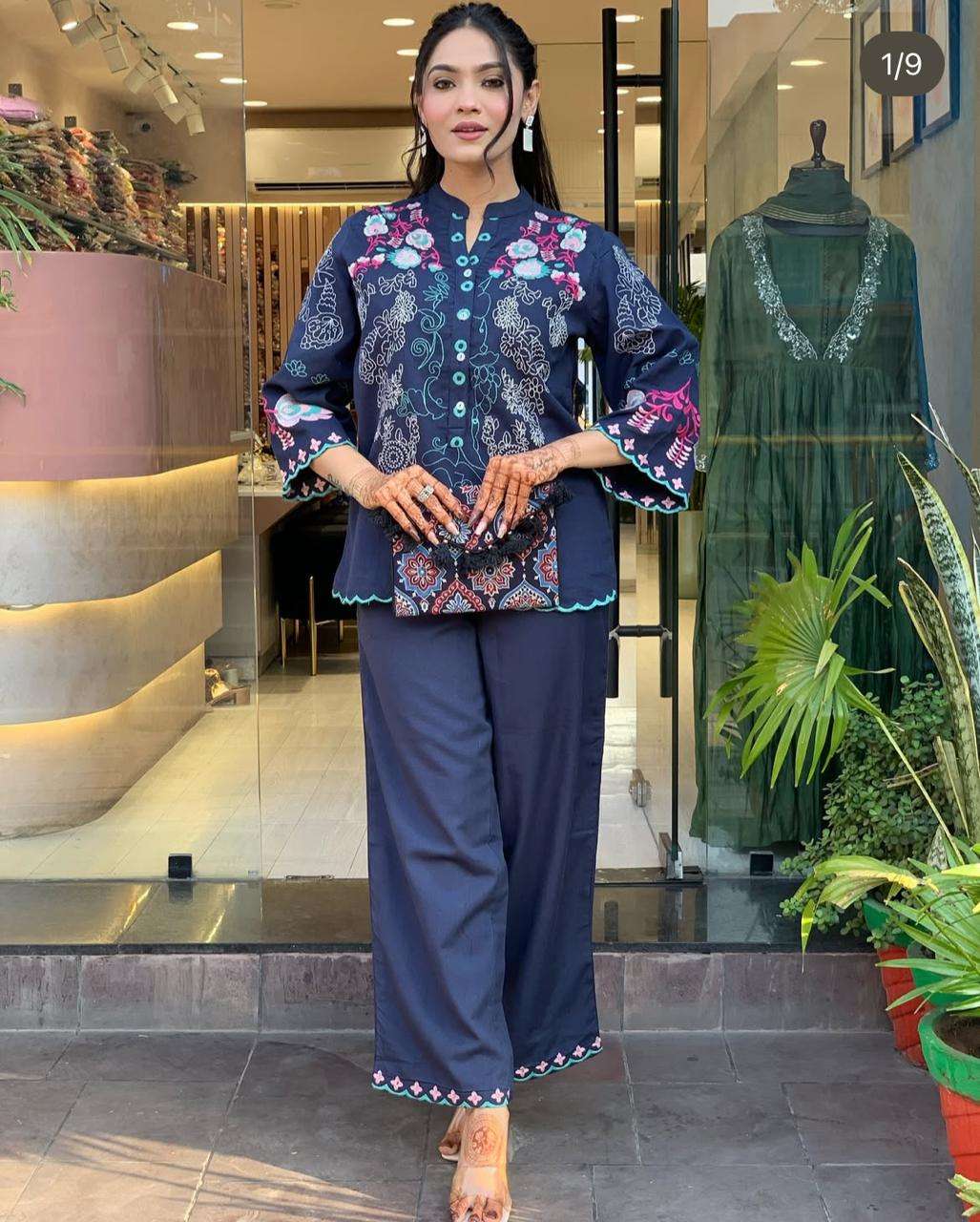 Women's Cotton Embroidery Straight Kurti With Pant Set - Image 6