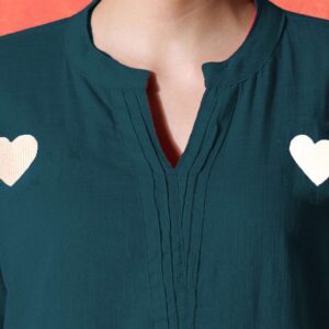 Women's Cotton Embroidered Straight Kurti With Pant Set